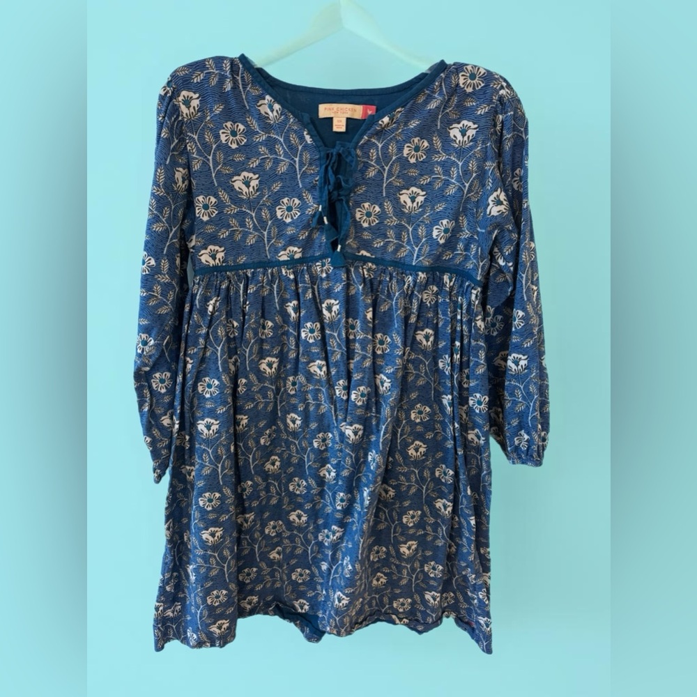 Pink Chicken Blue Floral Dress